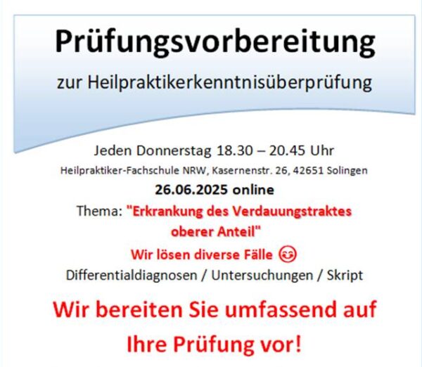 Prüfungsvorbereitung: "Erkrankung des Verdauungstraktes - oberer Anteil"